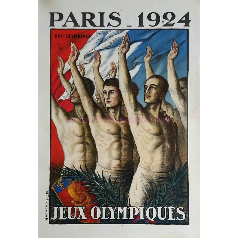 Affiche ancienne originale Paris 1924 VIII Jeux Olympiques Jean DROIT