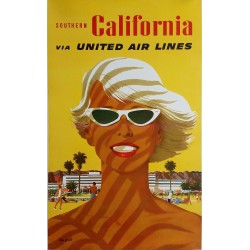 Affiche ancienne originale United Airlines South California Stan GALLI