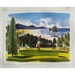 Original vintage poster Neahkahnie Golf course Oregon painted for United Airlines - W D SHAW