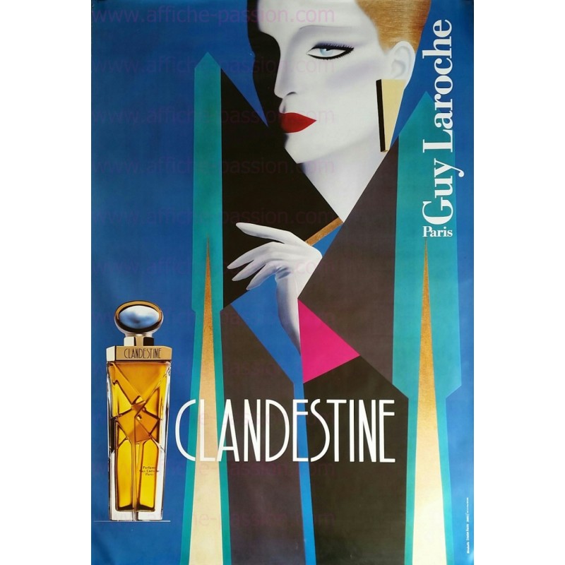 Original vintage poster Clandestine Guy Laroche Razzia Gérard Courbouleix