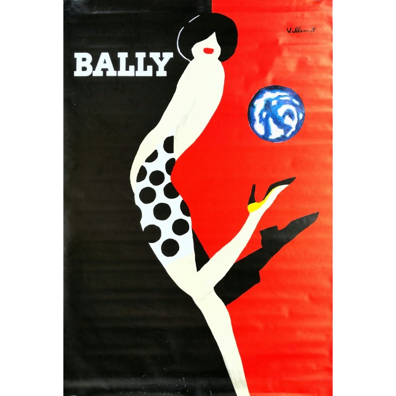 Affiche originale Bally kick - 170 cms x 120 cms - Bernard VILLEMOT