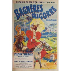 Affiche ancienne originale Bagnères de Bigorre Hautes Pyrénées Ulpiano Checa