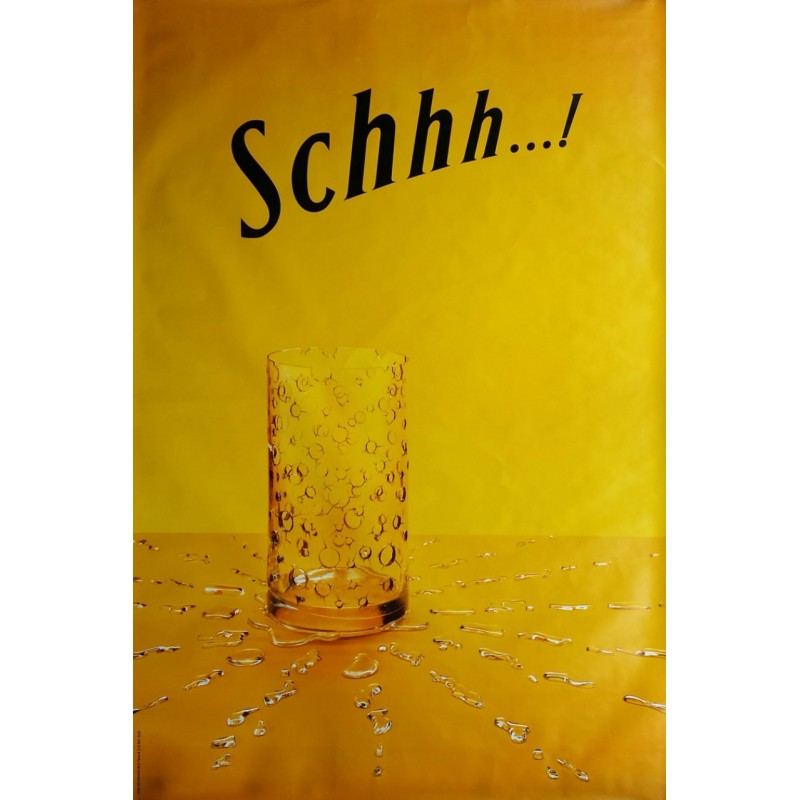 Original poster Schweppes Schhh glass and drops 67 x 45 inches
