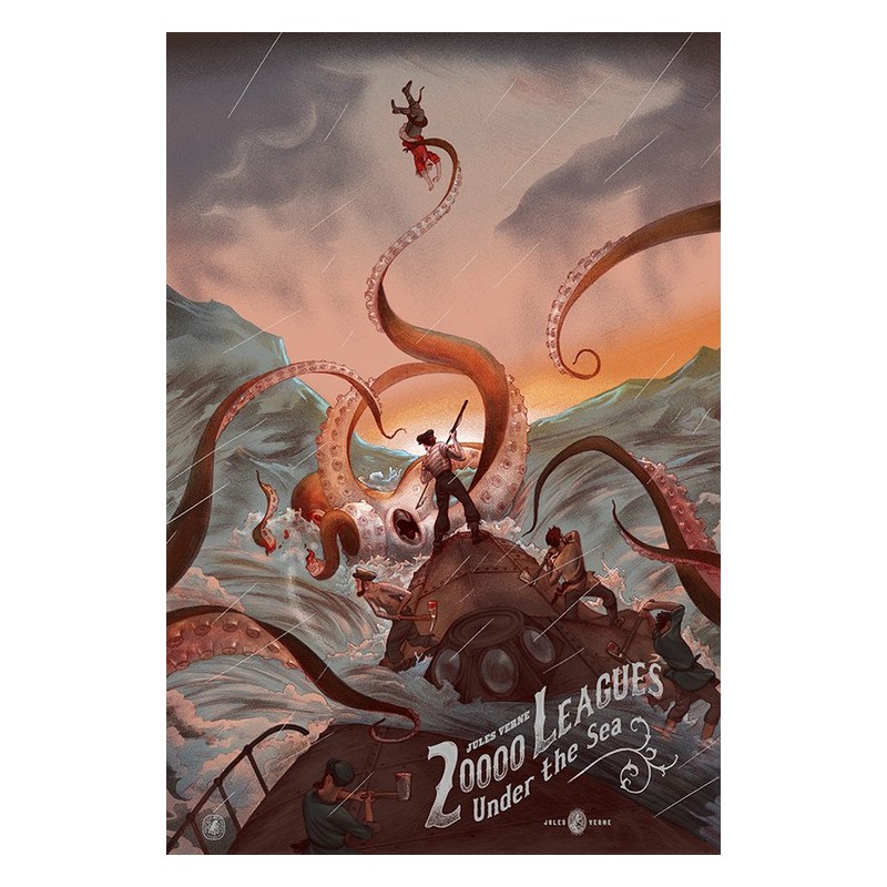 Original silkscreened poster limited 20000 Leagues under the sea - Jonathan BURTON  Nautilus Artprints