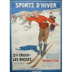 Affiche originale Sport d'hiver Ste croix les rasses - Edouard ELZINGRE