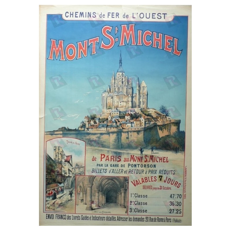 Affiche originale Mont St Michel Chemin de fer de l'Ouest - Gustave FRAIPONT