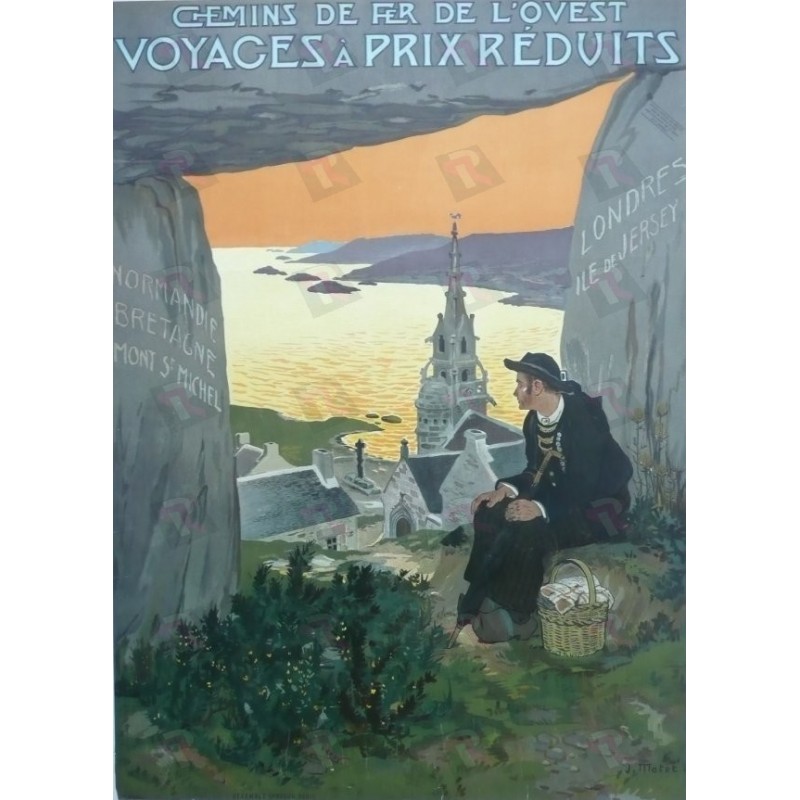 Original vintage poster Chemin de fer de l'ouest Normandie Bretagne - Jean MATET