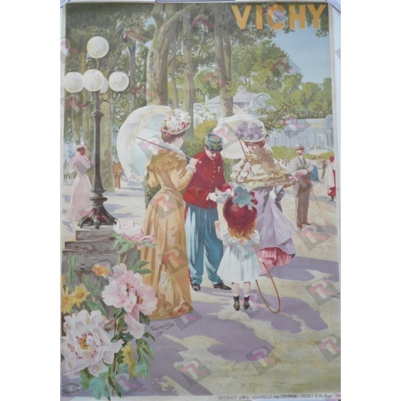 Affiche originale Vichy Imprimerie Courmont PARIS - Tanconville