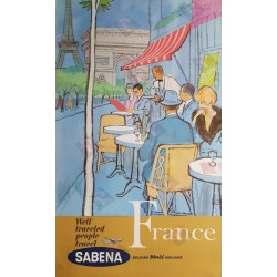 Original vintage poster Sabena France Paris Belgian World Airways