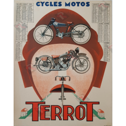Affiche ancienne originale cycles motos Terrot calendrier 1934