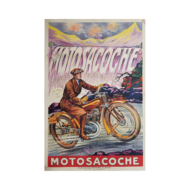 Affiche ancienne originale Motosacoche Fritayre