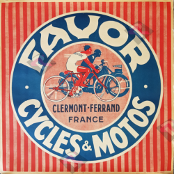 Original vintage motorcycle poster Favor Cycles et Motos Pruniere