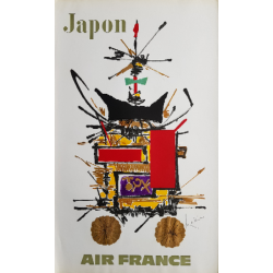 Affiche ancienne originale Air France Japon - Georges MATHIEU