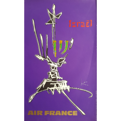 Affiche ancienne originale Air France Israel - Georges MATHIEU