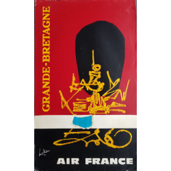 Affiche ancienne originale Air France Grande Bretagne - Georges MATHIEU