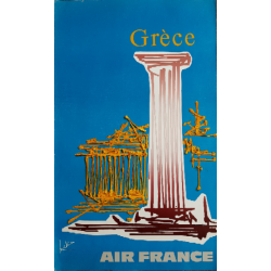 Affiche ancienne originale Air France Grèce - Georges MATHIEU