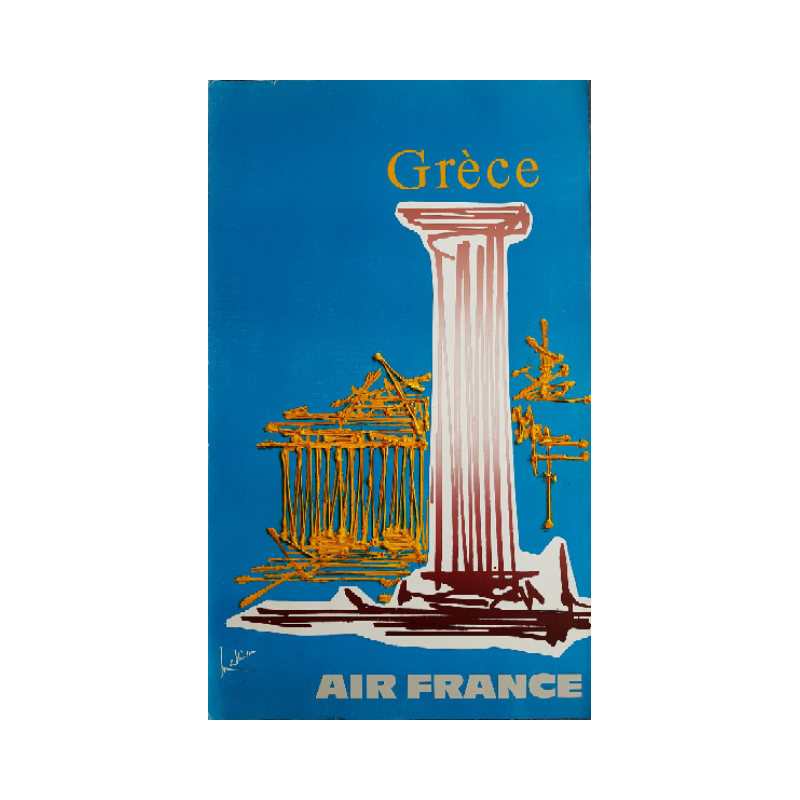 Original vintage poster Air France Grèce - Georges MATHIEU