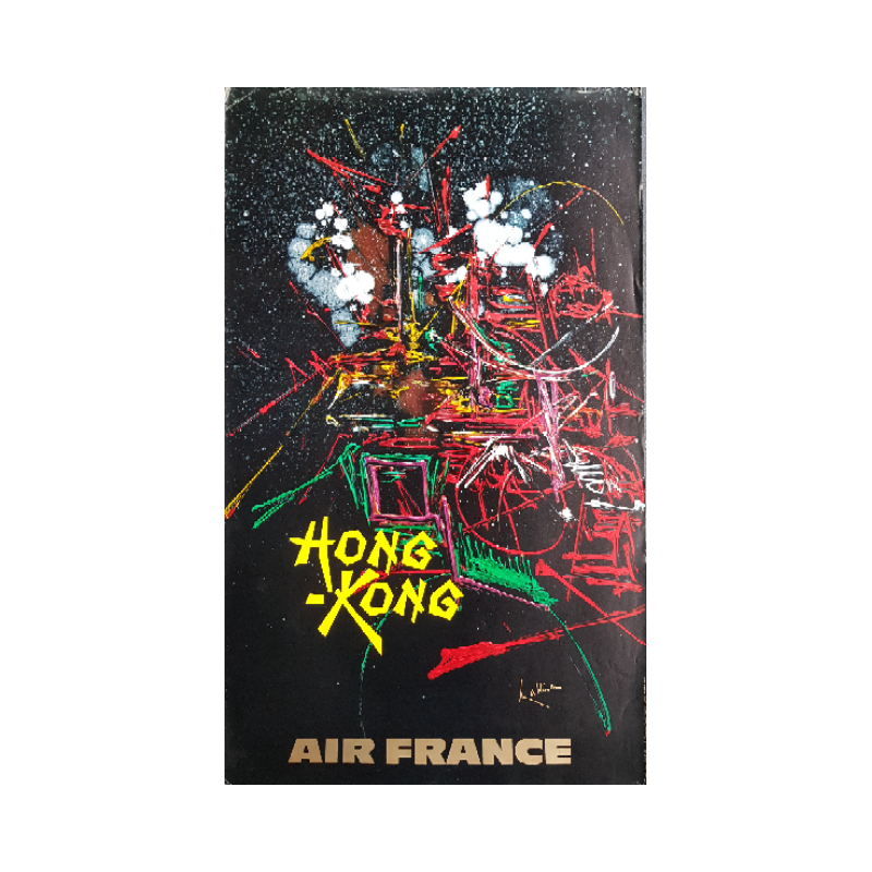 Original vintage poster Air France Hong-Kong - Georges MATHIEU