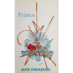 Affiche ancienne originale Air France France - Georges MATHIEU