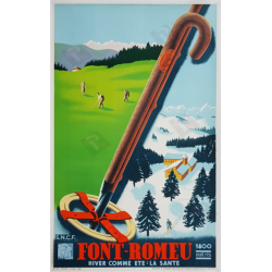 Affiche ancienne originale Font-Romeu 1800m SNCF Ski Golf