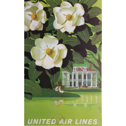 Affiche ancienne originale United Airlines New Orleans Stan GALLI