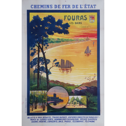 Affiche ancienne originale Fouras Les Bains Charente Perthuis