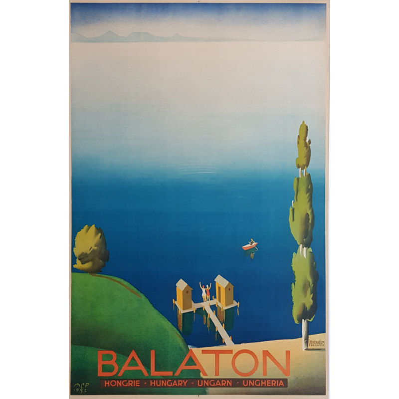 Affiche ancienne originale Balaton 1932 Hungary Ungarn Ungheria