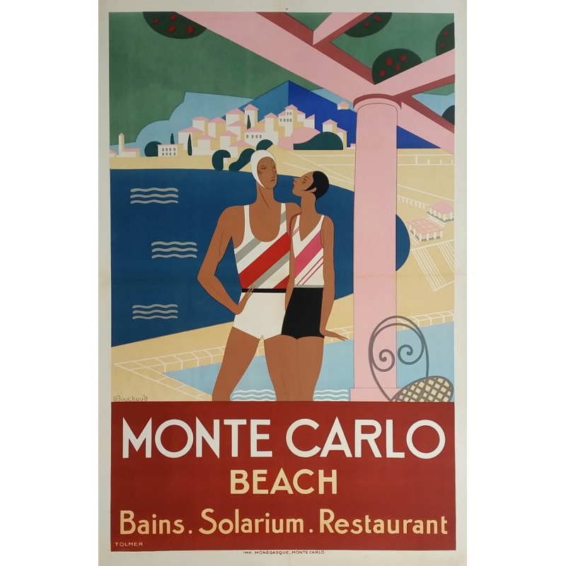 Original vintage poster Monte-Carlo Beach BOUCHAUD