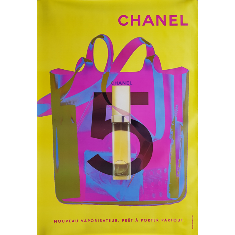 Affiche originale Chanel no 5 sac vaporisateur jaune 170 cms x 120 cms