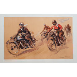 Original vintage poster lithography Race of motorcyclists GEO HAM