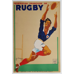 Original vintage poster Fédération Française Rugby Joe BRIDGE 1942
