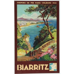 Affiche ancienne originale Biarritz Pays basque E PAUL CHAMPSEIX