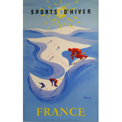 Original vintage poster Sport d'hiver France ski Bernard Villemot