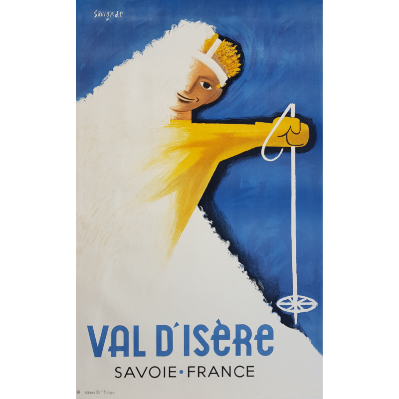 Affiche ancienne originale Val d'Isère Savoie France SAVIGNAC