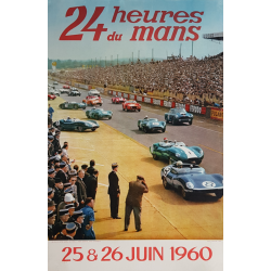Affiche ancienne originale 24 heures du Mans 1960 Photo Debraine