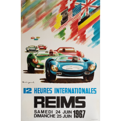 Original vintage poster 12 heures internationales de Reims 1967 Michel BELIGOND