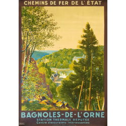 Affiche ancienne originale Bagnoles de l'Orne Maurice PERRONNET