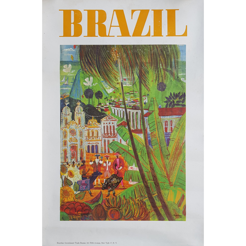 Affiche ancienne originale BRAZIL CHAPMAN 1963