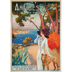 Affiche ancienne originale Antibes Côte d'Azur PLM David DELLEPIANE