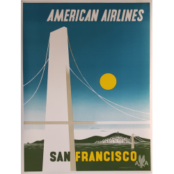 Affiche ancienne originale American Airlines San Francisco McKnight KAUFFER