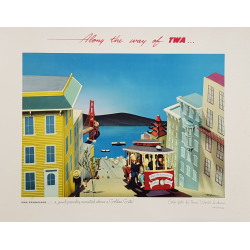 Affiche ancienne originale San Francisco Golden Gate TWA Rex WERNER