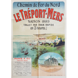 Affiche ancienne originale Le Tréport-Mers 1889 Jules CHERET