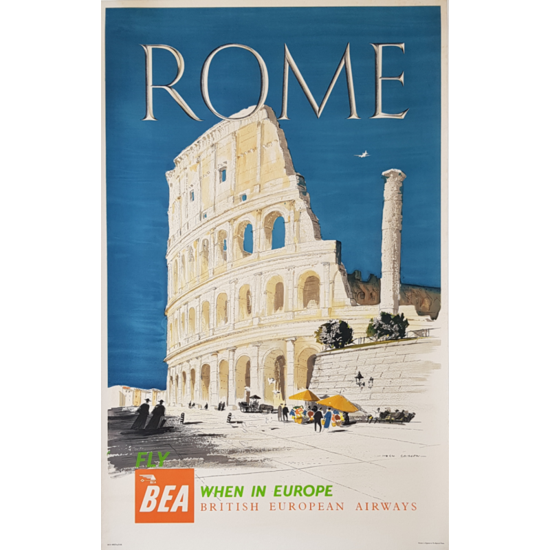Affiche ancienne originale BEA Rome 1955 CASSON Hugh