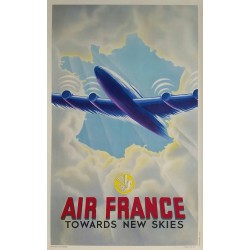 Affiche ancienne originale Air France Towards new skies 1947
