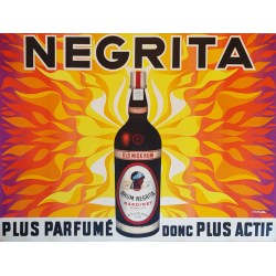 Affiche ancienne originale Rhum Negrita Plus Parfumé Auriac