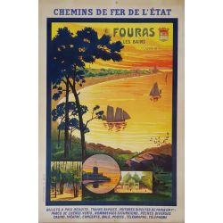 Affiche ancienne originale Fouras Les Bains Charente Perthuis
