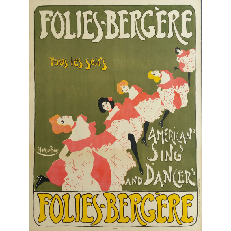 Original vintage poster Folies Bergères American sing and dancer - Maurice BIAIS