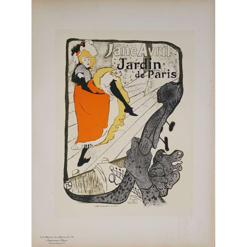 Maîtres de l'Affiche Planche originale 110 Jane Avril Jardin de Paris TOULOUSE LAUTREC