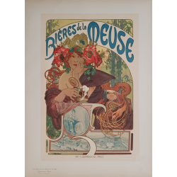 Maîtres de l'Affiche Planche originale 182 Bières de la Meuse Alfonse MUCHA