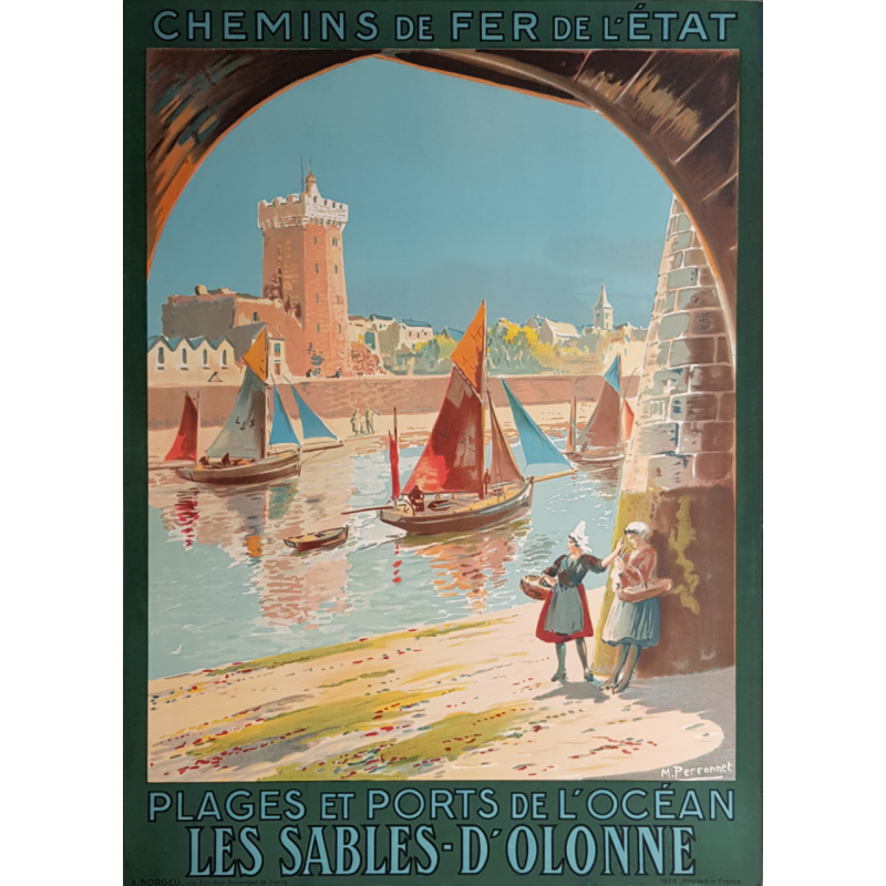 Affiche ancienne originale Les Sables D'Olonne Maurice PERRONNET